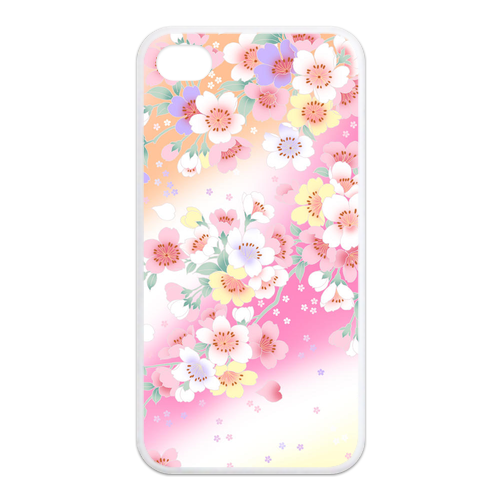 pink flowers Case for Iphone 4,4s (TPU)