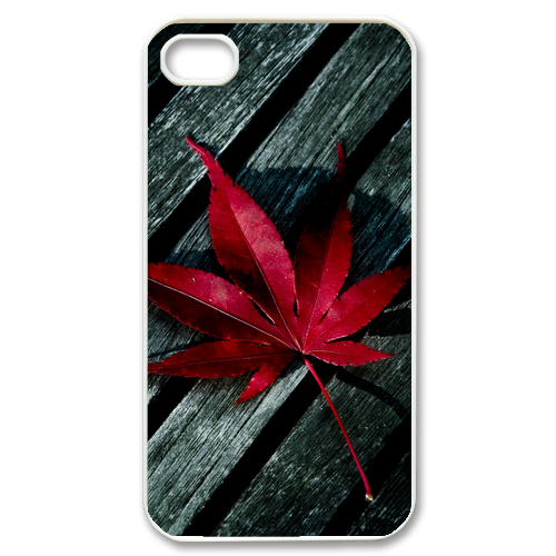 red maple leaf on the wood Case for iPhone 4,4S