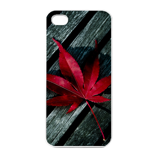 red maple leaf on the wood Charging Case for Iphone 4