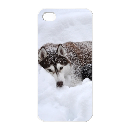 siberian husky in the snow Charging Case for Iphone 4