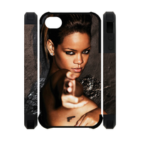 rihanna super hott 3D Polymer Case for IPhone 4,4S Custom Dual-Protective 3D Polymer Case for IPhone 4,4S