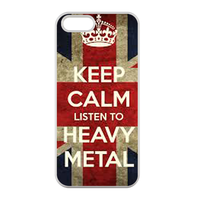 keep calm and listen heavy metal Case for iPhone 5,5S 100% TPU (Laser Technology)