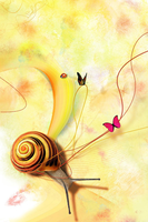 snail with butterflies