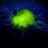 green apple drop on the water