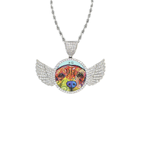 Wings Silver Photo Pendant with Rope Chain