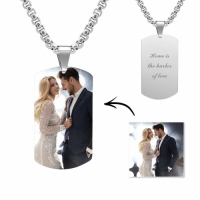 Engraved Stainless Steel Photo Dog Tag Necklace