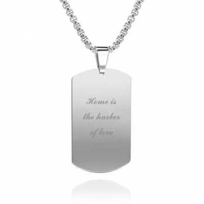 Engraved Stainless Steel Photo Dog Tag Necklace