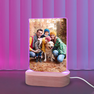 Acrylic Photo Frame with Colorful Light Base 5"x7.5"